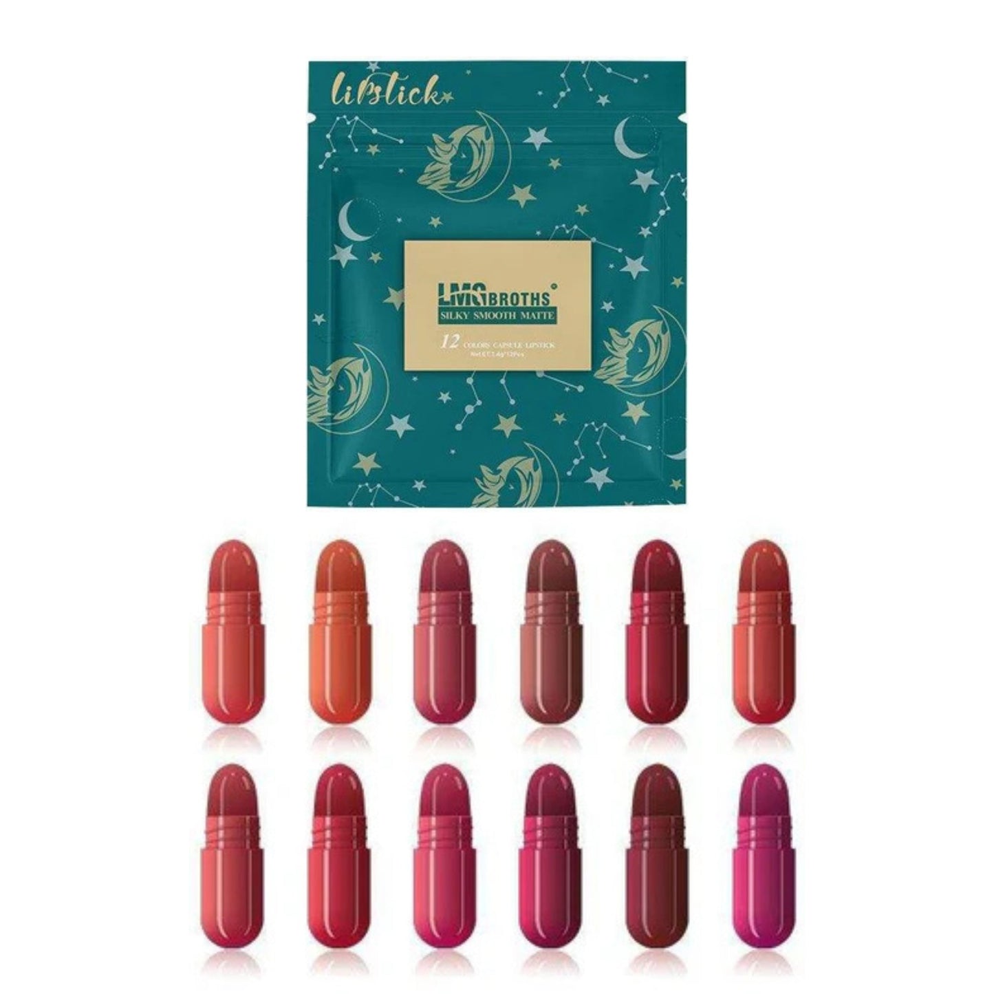 LMG Broths 12 Colors Thermochromic Lipstick Set Color Changing Capsule Lipsticks Moisturizing Long Lasting Lip Balm