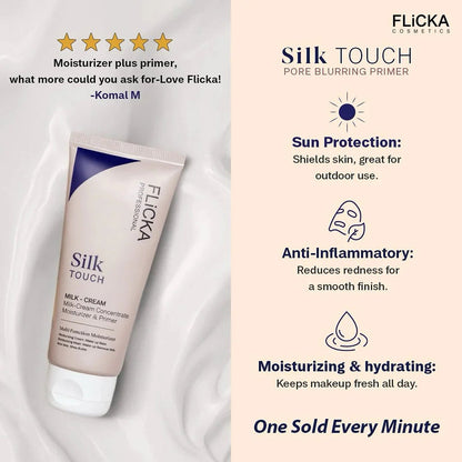 Flicka Silk Touch - 3 in 1 Moisturizer,Primer & Sunscreen for Face - ORIGINAL BAR CODE SCAN